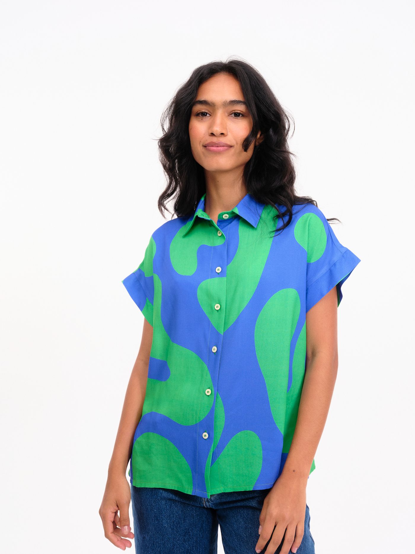 Camisa Jania Azul / Verde