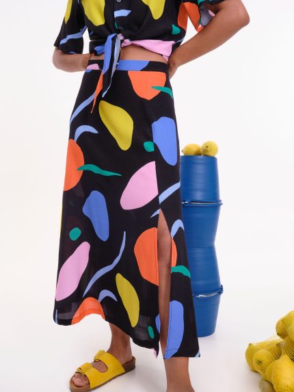 Falda Alonnah Negro Estampado