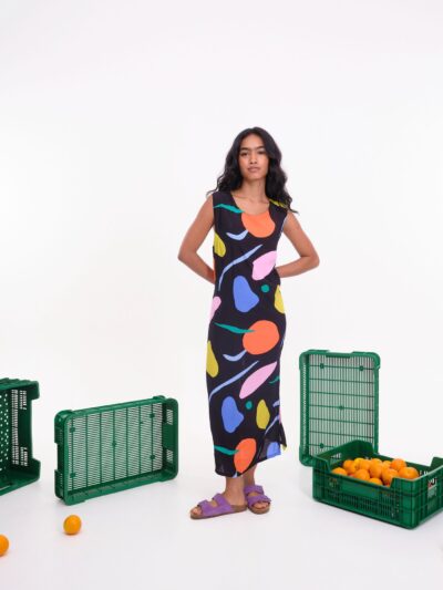 Vestido Lindes Negro Estampado