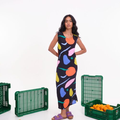 Vestido Lindes Negro Estampado