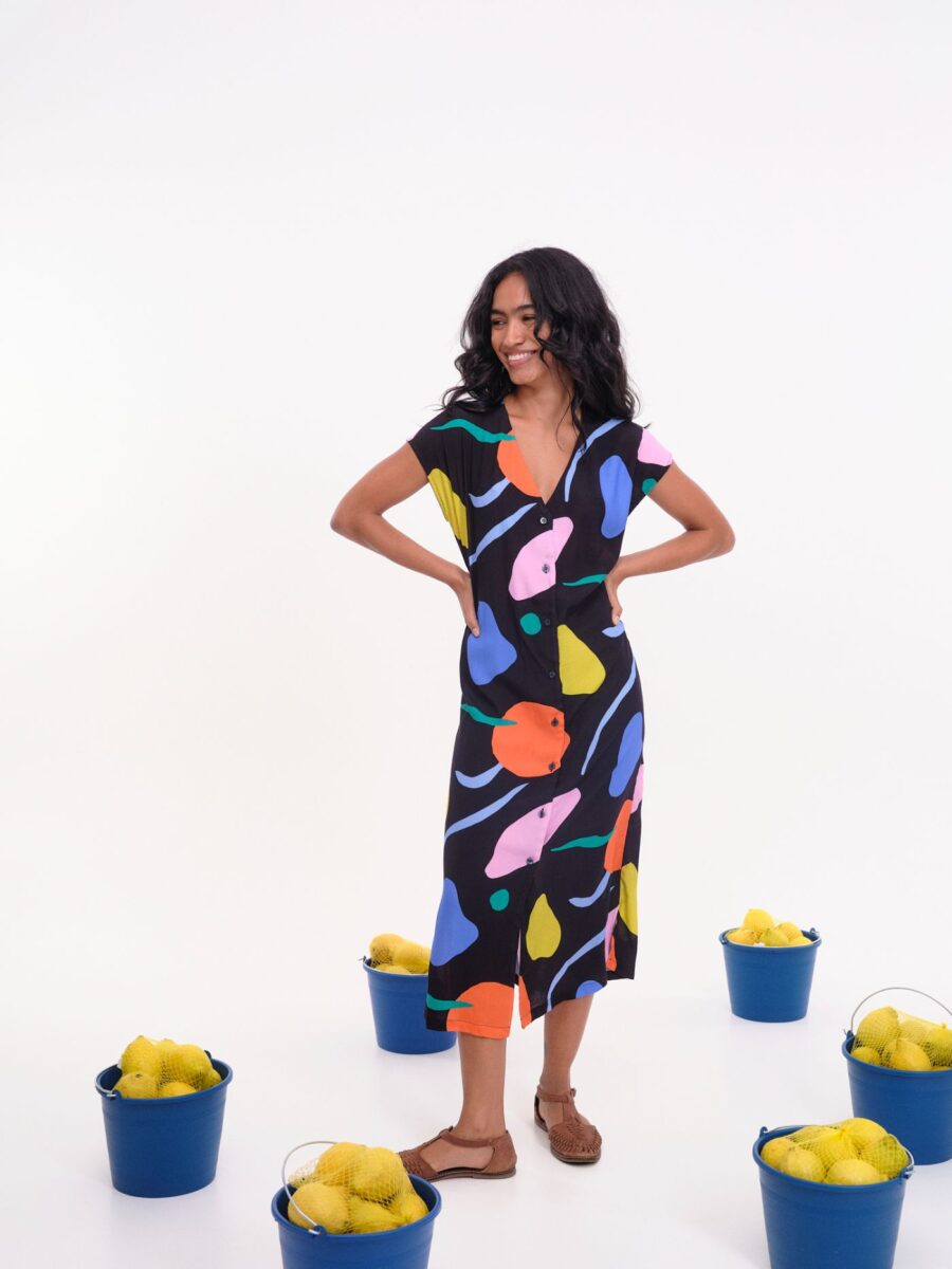 Vestido Musna Negro Estampado