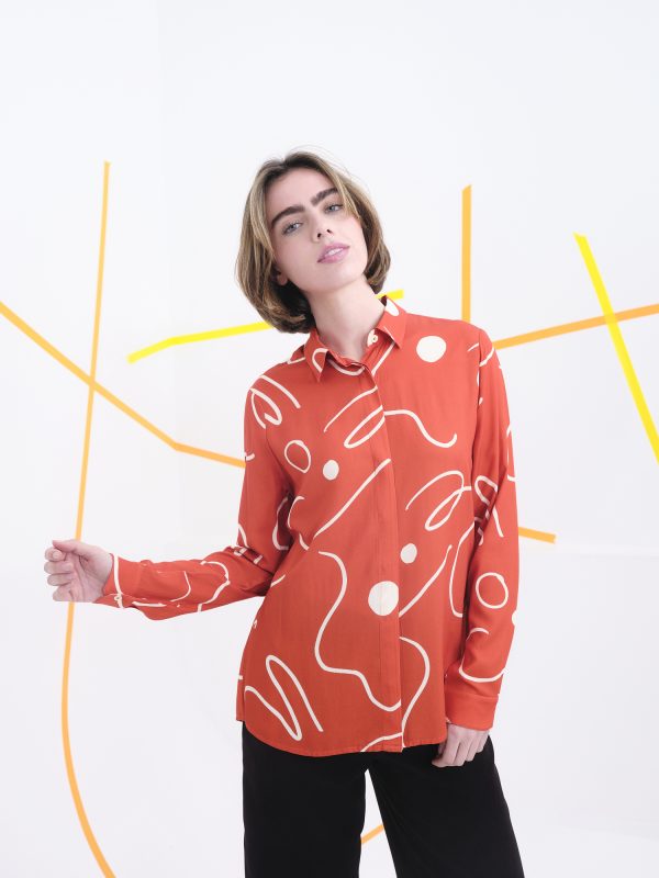 Camisa Ford Naranja Lineal