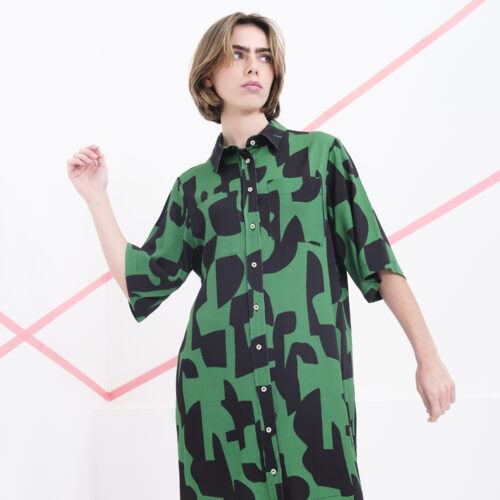 Vestido Coppola Verde Abstracto