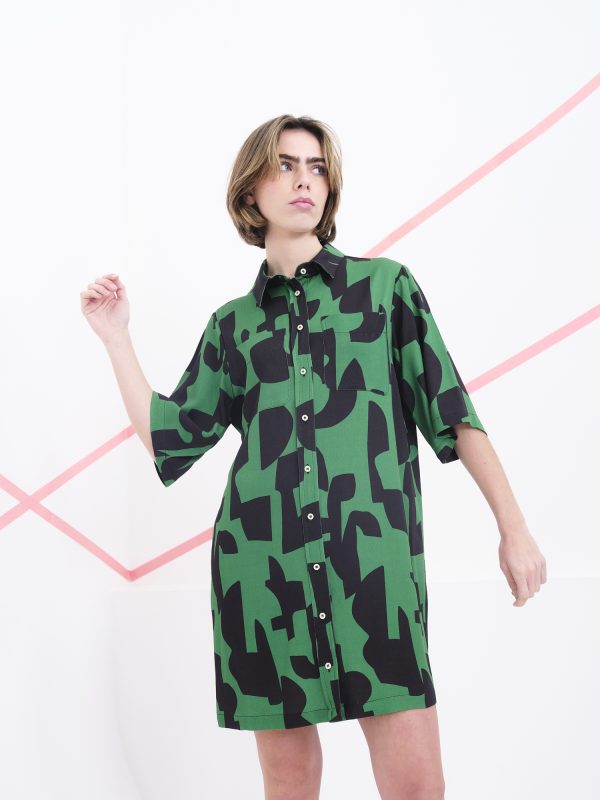 Vestido Coppola Verde Abstracto