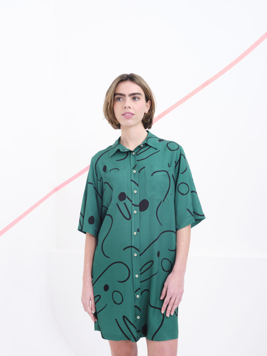Vestido Coppola Verde Lineal
