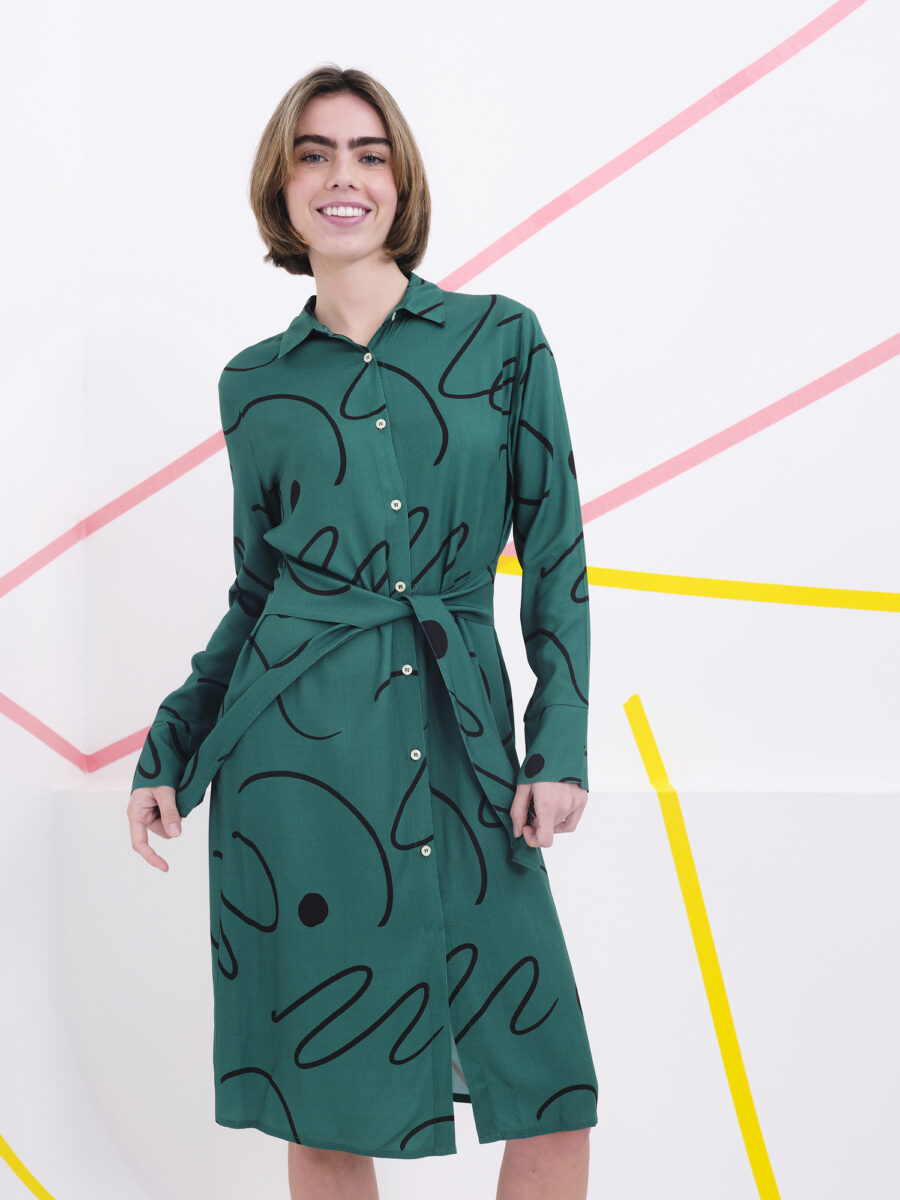 Vestido Polanski Verde Lineal