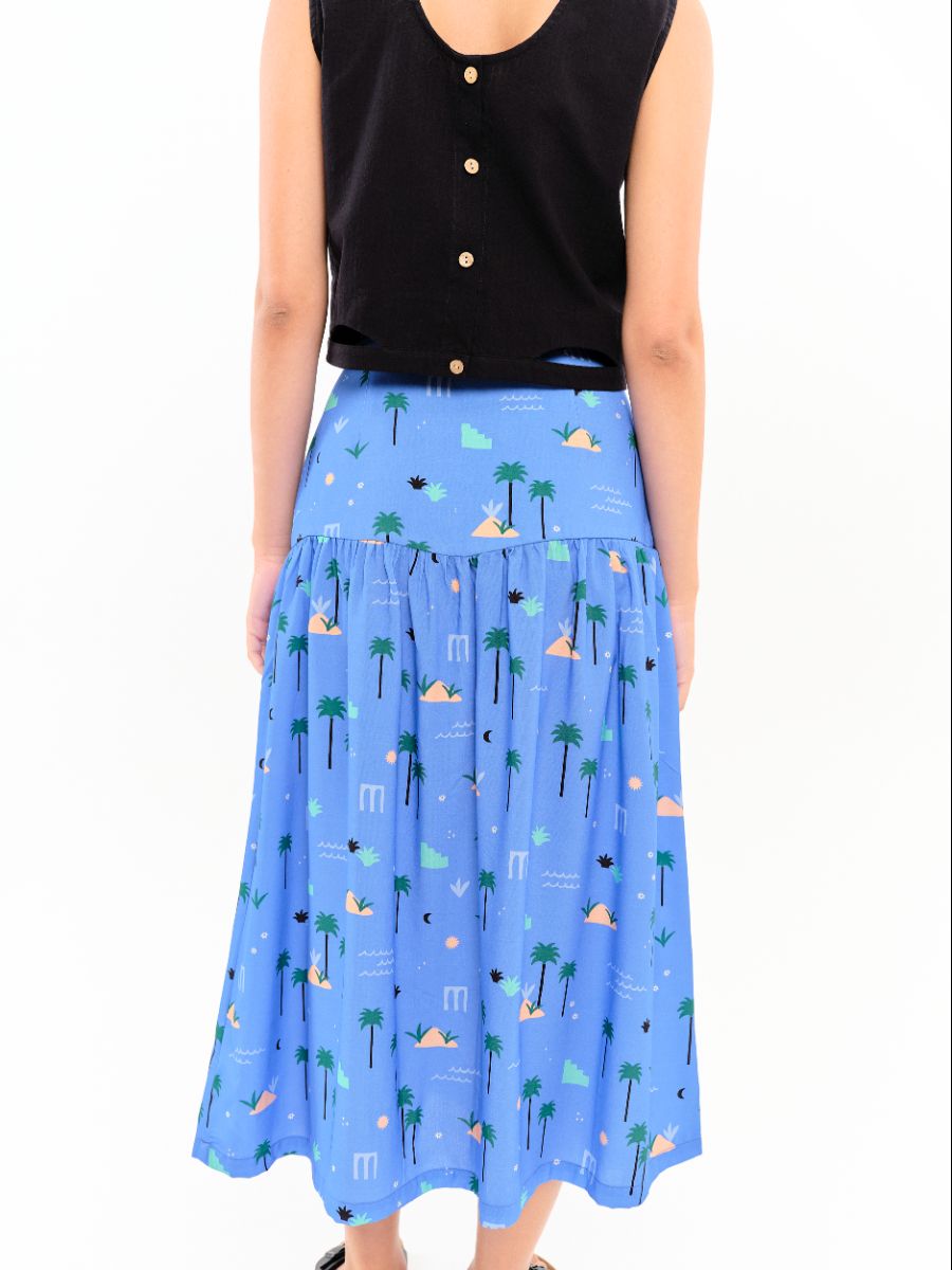 Falda Brisa Palmeras Azul Celeste - Imagen 2