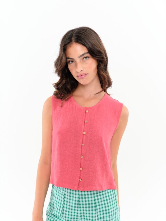 Top Abril Liso Fucsia