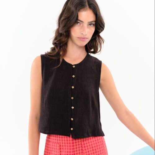 Top Abril Liso Negro