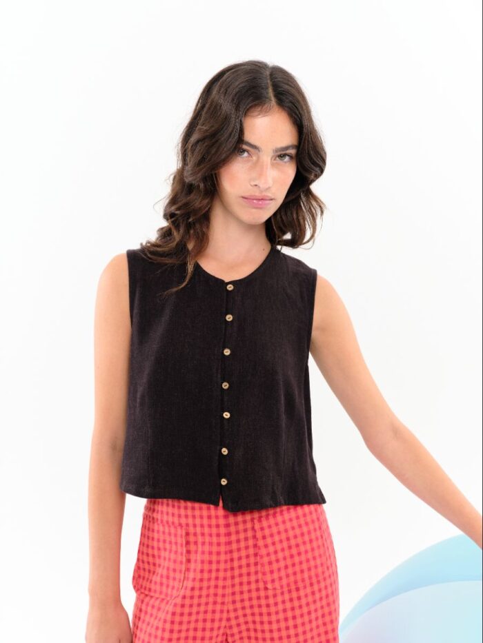 Top Abril Liso Negro