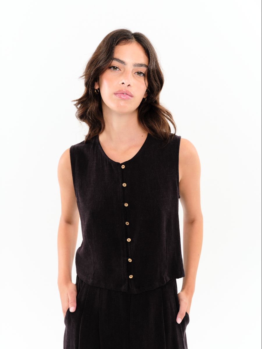 Top Abril Liso Negro - Imagen 2